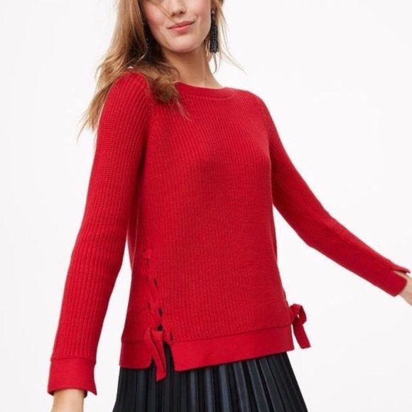 LOFT Sweaters - NWT Red Loft Sweater with Side Ties